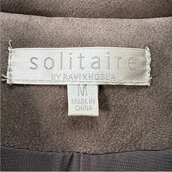 Solitaire Gray Faux Suede Moto Zipper Jacket Size M - Picture 8 of 12